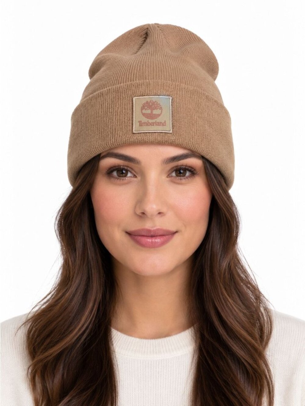 NWT Timberland Classic Tonal Patch Cuffed Beanie Tan Size ONs